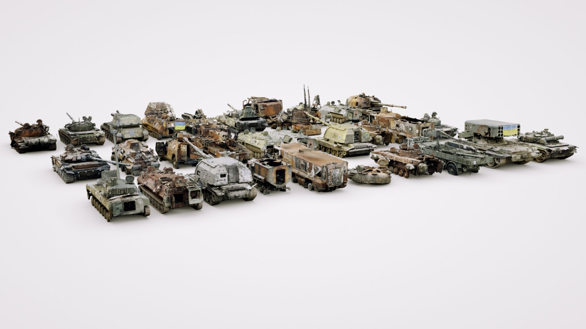 3D Destroyed Russian Armoured Vehicles 30 Assets Collection Model ...