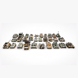 3D Destroyed russian armoured vehicles 30 assets collection model