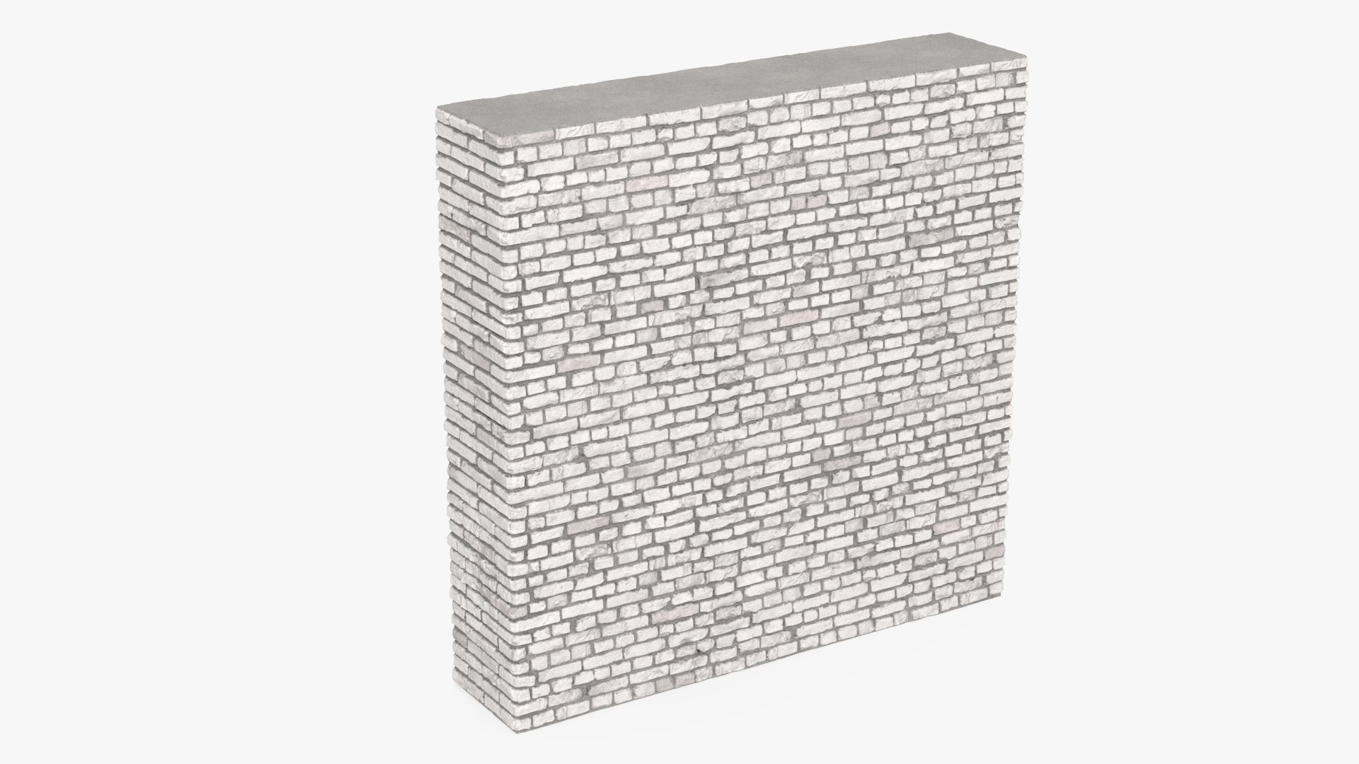 Old Brick White Wall 3D model preview