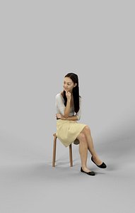 Asian Woman Business In A Skirt Sitting Listening Passion Elegant