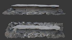 3D Broken Concrete Slab with Debris