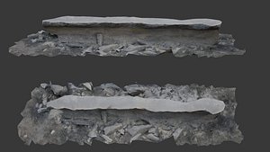 Broken Concrete Slab with Debris