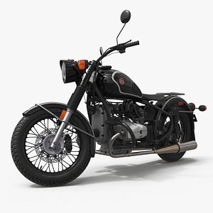 Motorcycle Ural M70 Black Rigged