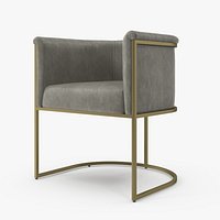 RH WEXLER BARRELBACK LEATHER DINING ARMCHAIR