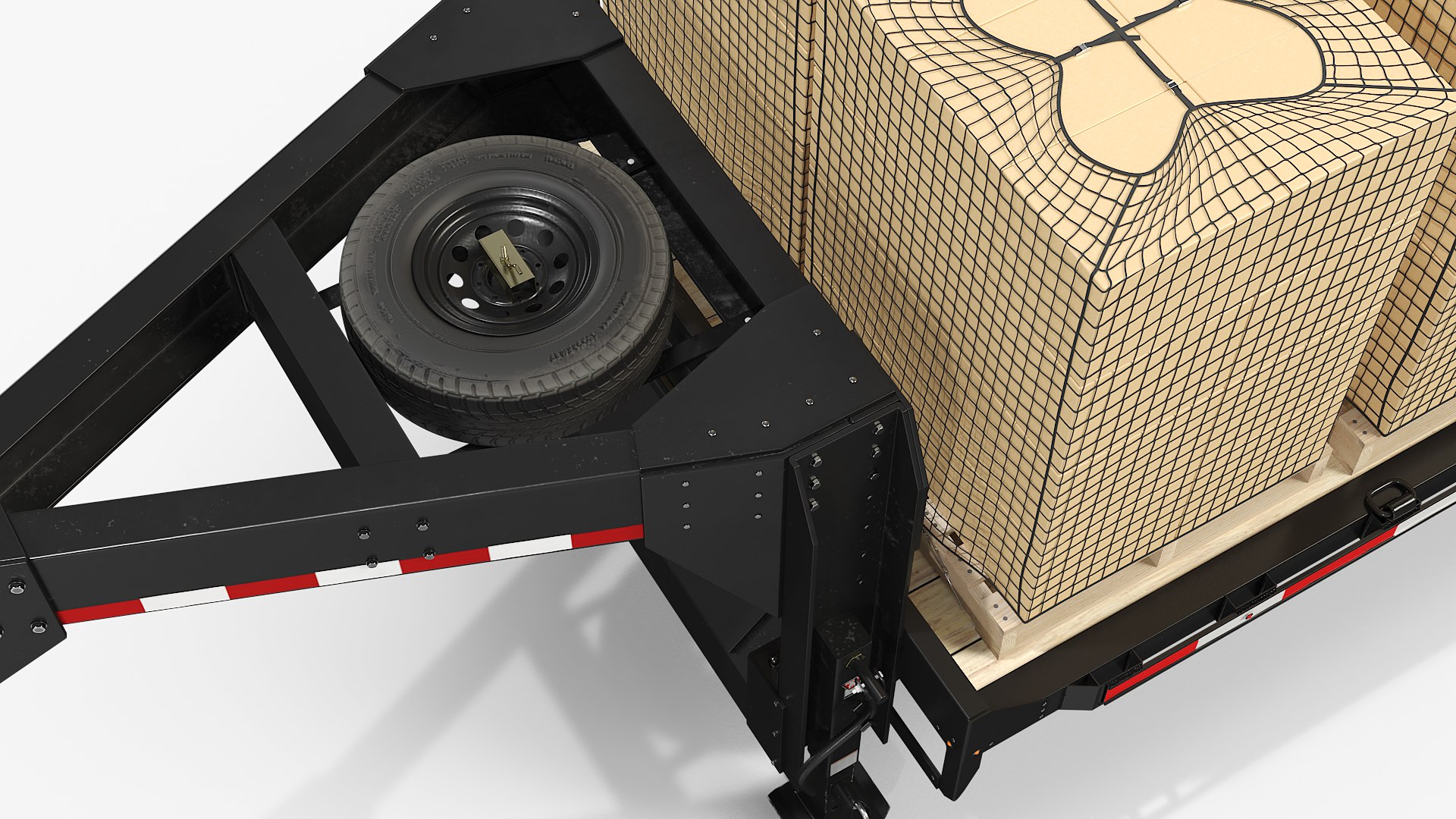 Flatbed Freight Trailer Carrying Boxed Cargo Black 3D Model ...