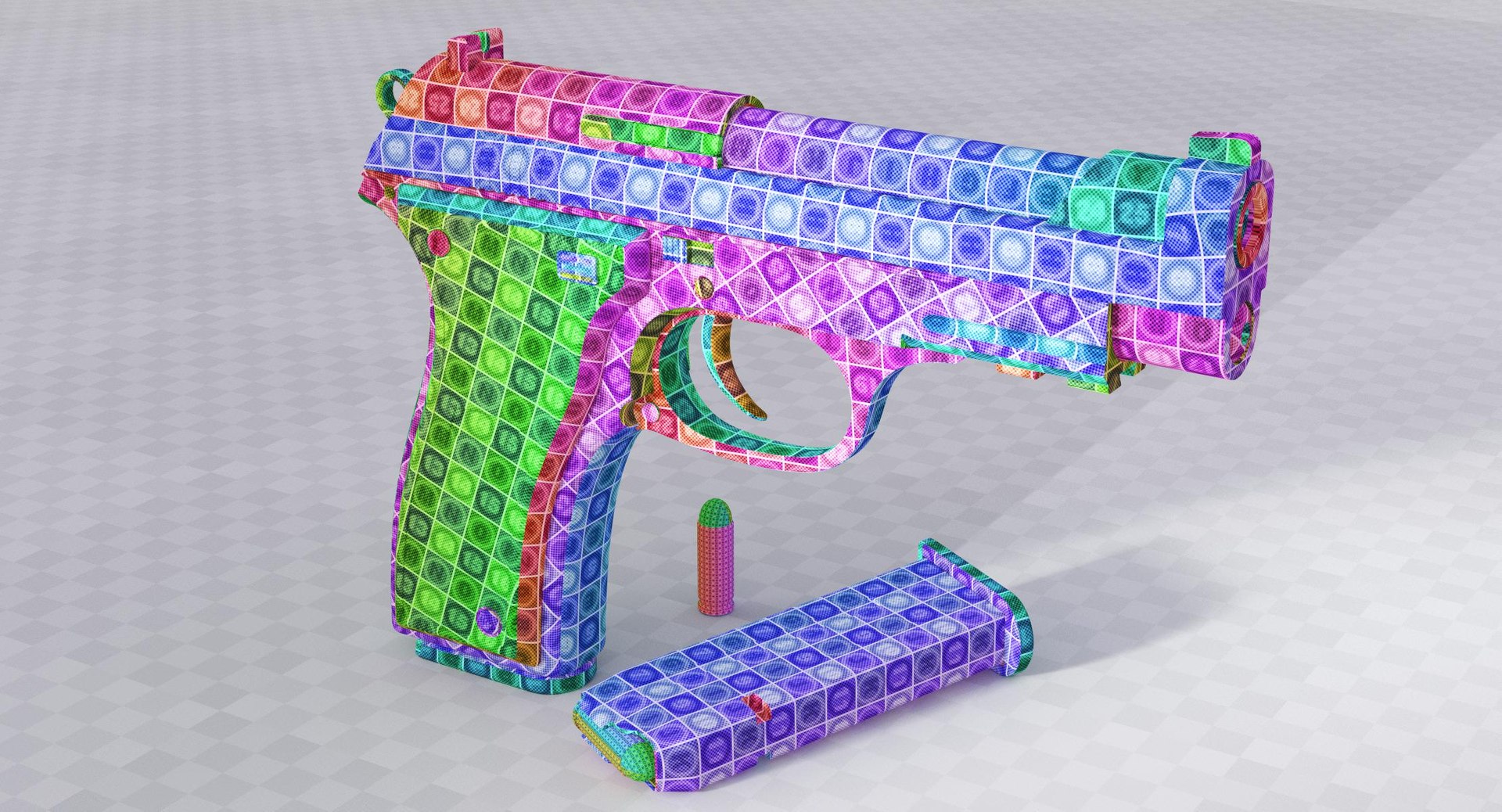 3D 9mm pistol model https://p.turbosquid.com/ts-thumb/t7/OSwWcP/2TYTT9RT/00256_pistol_9mm_surface_v013_05_checker.rgb_color.0000/jpg/1551369298/1920x1080/fit_q87/4915d211bf13ec5d69491601a39397083d051f15/00256_pistol_9mm_surface_v013_05_checker.rgb_color.0000.jpg