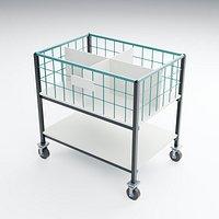 Mobile Four Compartment Retail Display Bin with Lower Shelf