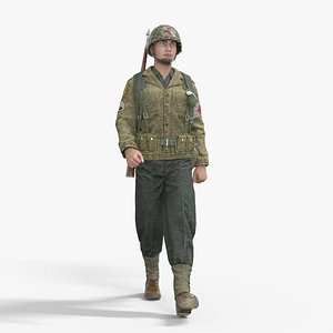 World War II USA Uniform Medical Soldier Rigged Animated Low-poly