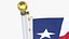 3D USA States texas Flag Stand Pole Animated