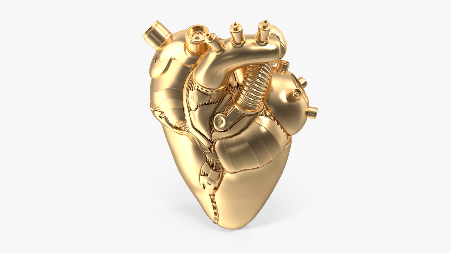Golden Mechanical Heart 3D model preview