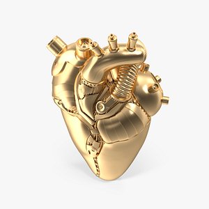 3D Golden Mechanical Heart
