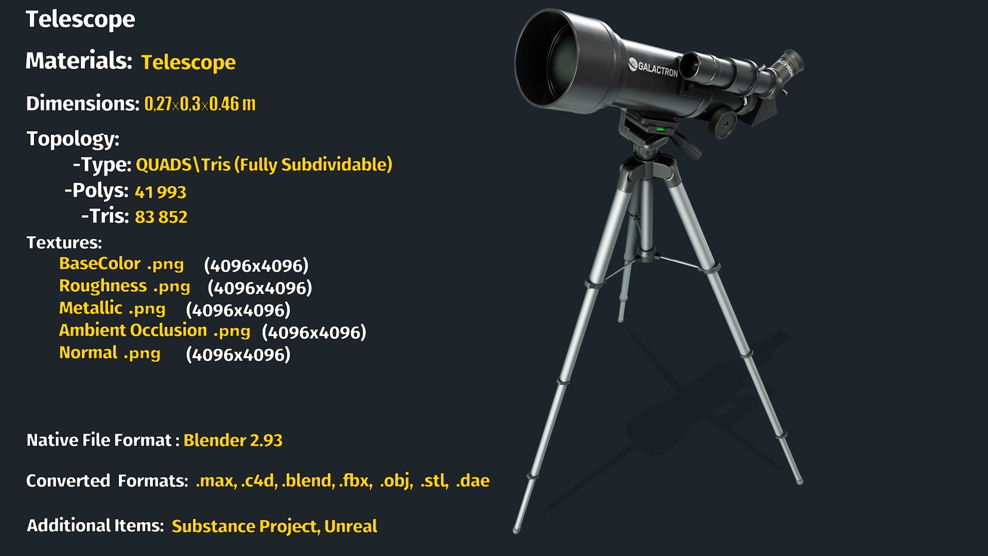 3D Telescope https://p.turbosquid.com/ts-thumb/t7/pnwLyu/xr/info/png/1627646097/1920x1080/fit_q87/505f0ce41effbc7028867c93ffe2878bc29f64b6/info.jpg