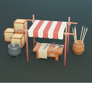3D Medieval Merchant Lowpoly Textured Pack