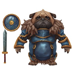 Pug Knight Hand Painted Character