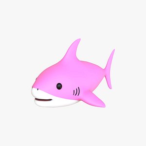 Cartoon Little Shark Pink 3D Model - High-Quality Animated