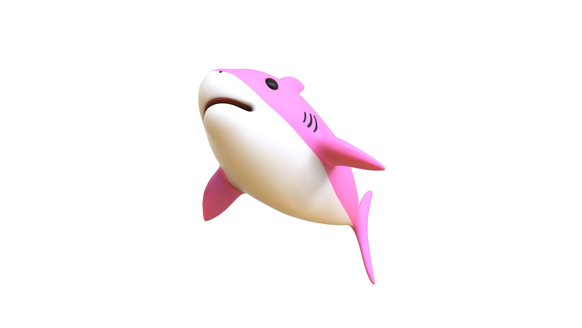 3D Cartoon Little Shark Pink 3D Model - High-Quality Animated Model ...