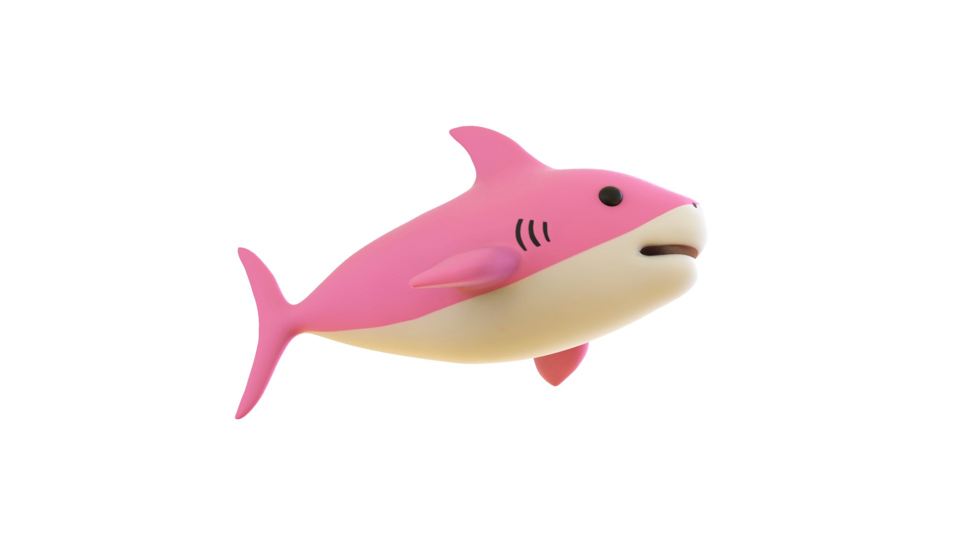 3D Cartoon Little Shark Pink 3D Model - High-Quality Animated Model ...