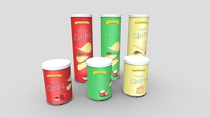 3D model Potato Chips Tube Pack