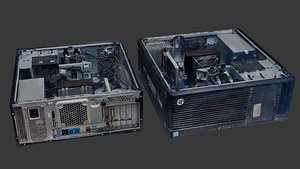 3D Opened HP Z440 Workstation Computer Case Scan Detailed Interior model