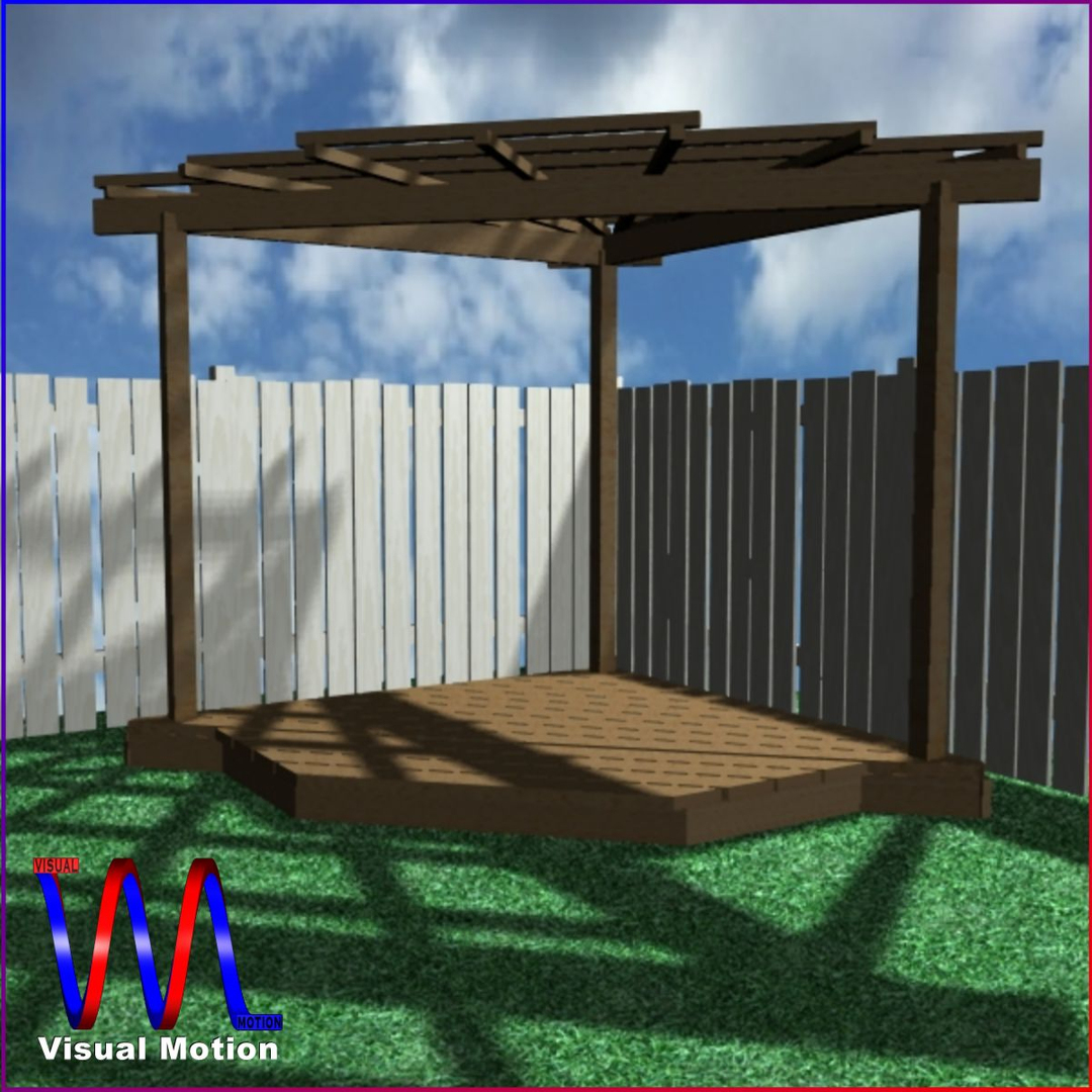 3d corner pergola freestanding model