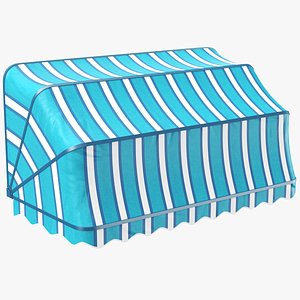 3D model Blue Striped Basket Awning