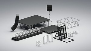 3D Concert Stage Equipment Truss Set model
