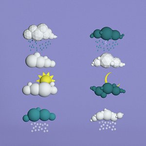 low poly cloud set 48