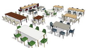 Parametric Revit Multiuse Table and Chair Configuration Setups Family model