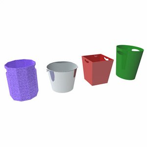 3d waste baskets wastebaskets model