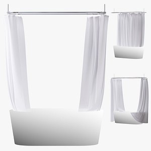 Bath Curtain Set 3 2 3D model