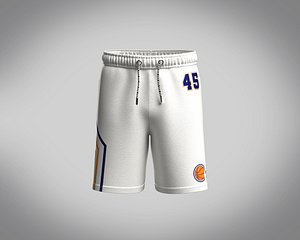 Basketball Short with solid and mash fabric with varsity graphics