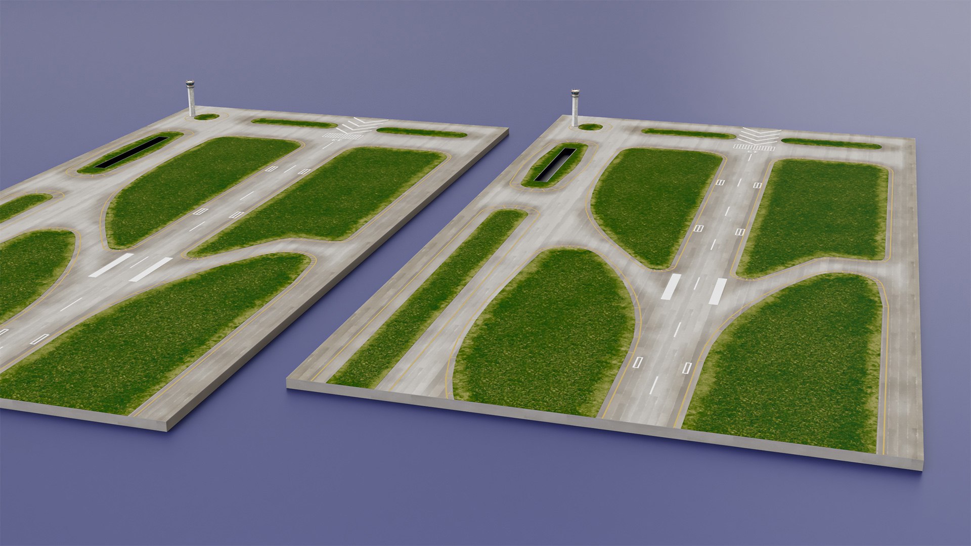 Runway And Airport Control Tower Model - TurboSquid 2317708