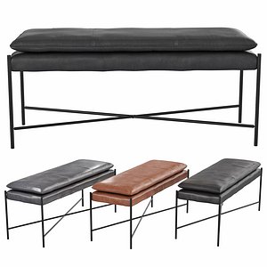 3D Homary-Modern Bench Upholstered PU Leather Bench in Black Finish model