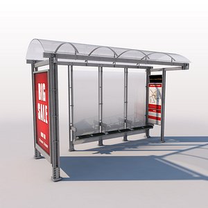 urban bus shelter 3d model