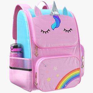 Unicorn School Backpack Bag 3D model