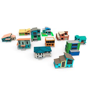 11 Cartoon houses 3D model