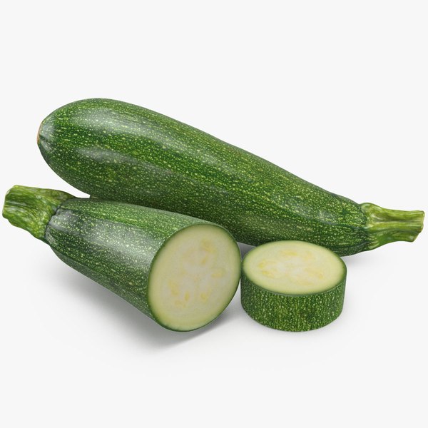 3D Fresh Green Zucchini Slices 3