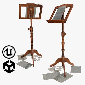 Music Stand notes 3d model for unity