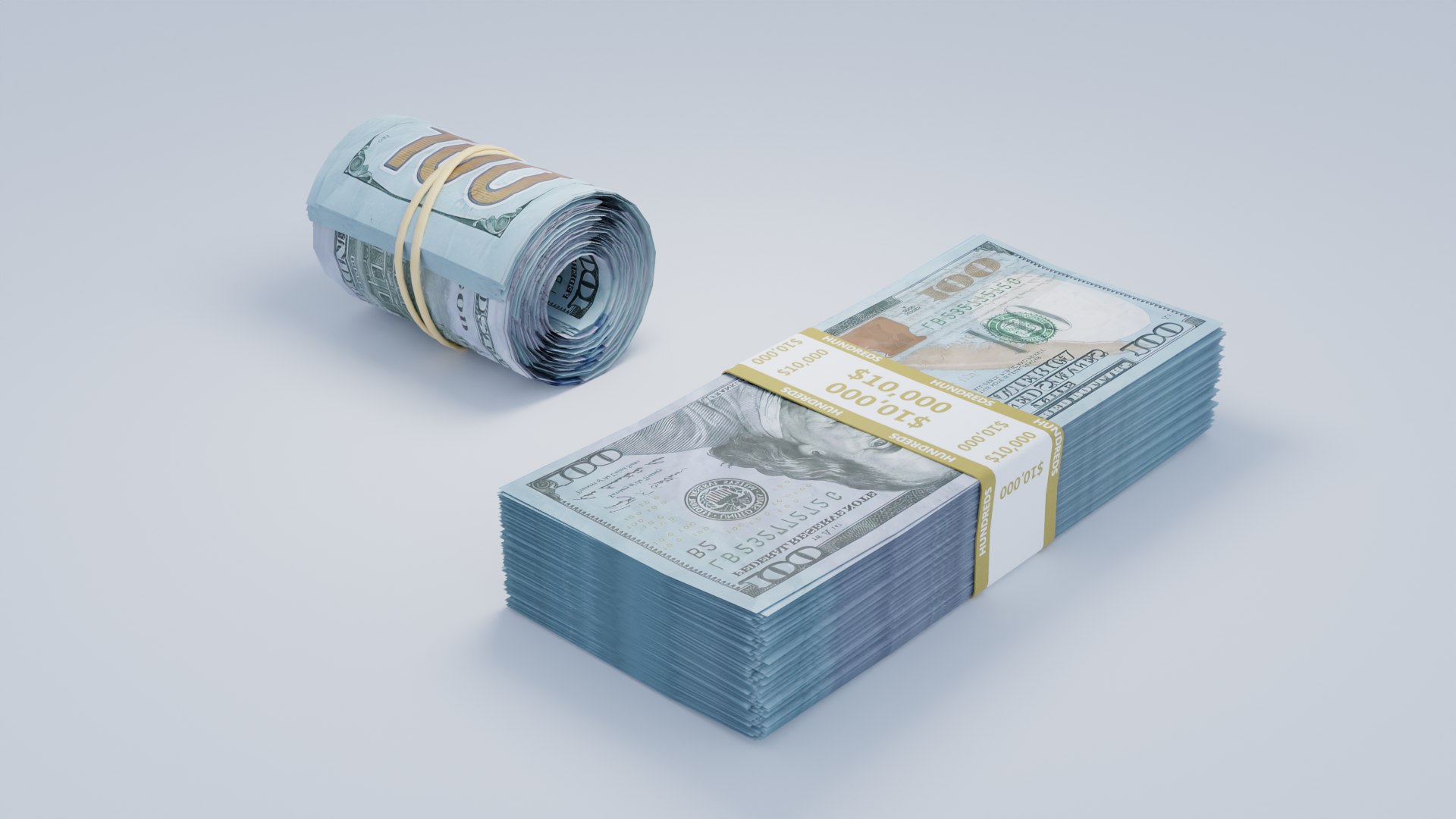 Money Stack And Roll Model - TurboSquid 2056397