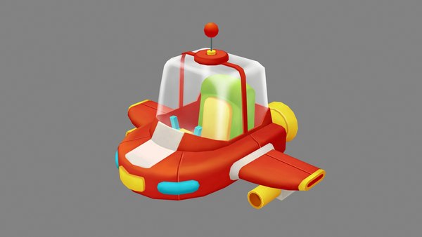 modelo 3d Nave espacial de dibujos animados Low-poly modelo 3d ...