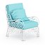 Fauteuil blanc avec oreiller cyan