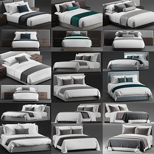 3D model 9 Beds for hotel Collection 01