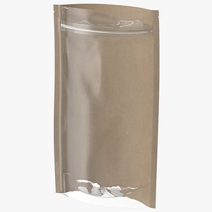 Zipper Kraft Paper Bag with Transparent Front 180 g Open Mockup 3D model
