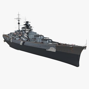 3D model WWII Battleship with Disruptive Naval Camouflage Gray