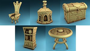 Stylized decor of Middle Ages Set Part 2 3D model