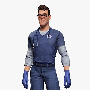 Stylized Cartoon Male Nurse Medical Doctor Character 3D model