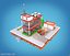 Cartoon City Block Office Parking Low Poly