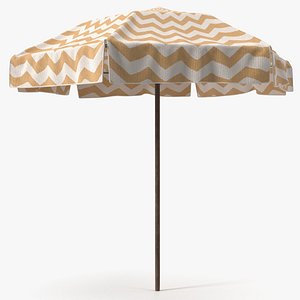 Beach Umbrella with Chevron Pattern Yellow White