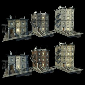 Customizable city building Low-poly 3D model Type03
