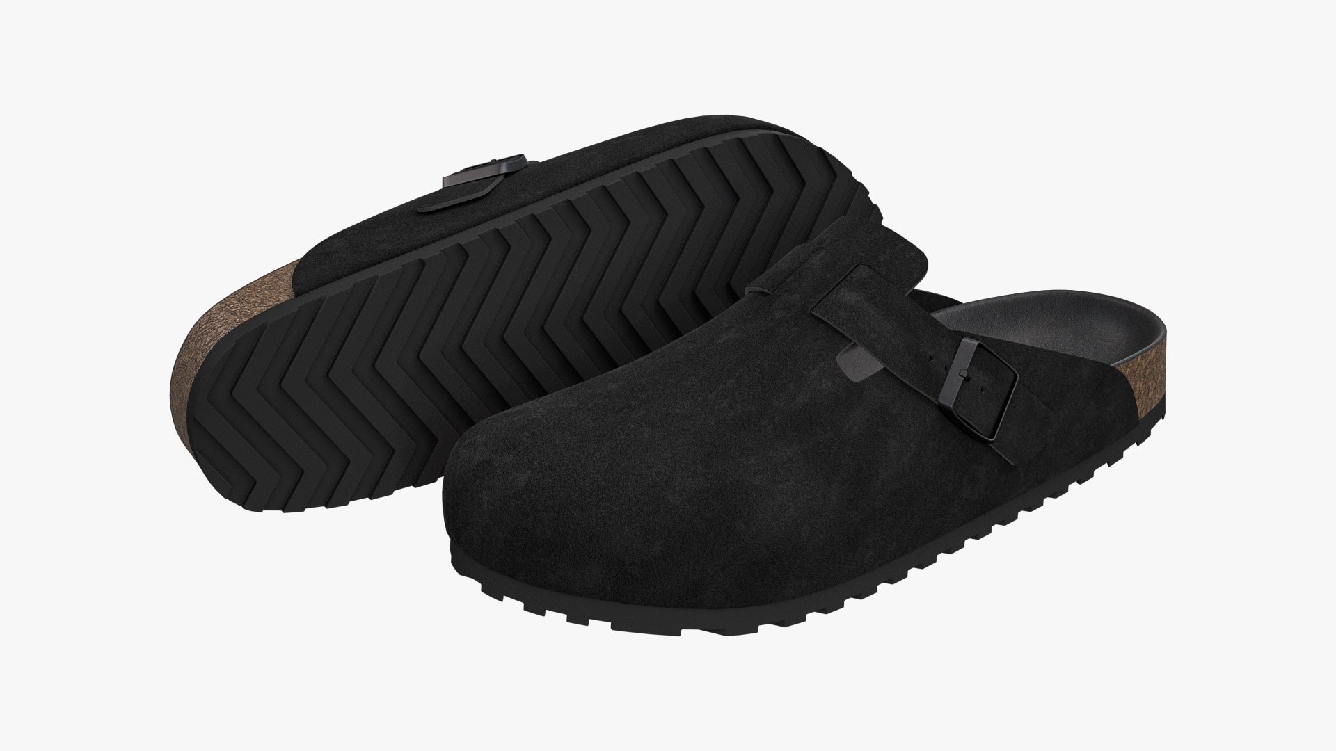 3D Model Clog Sandals Black Suede - TurboSquid 2142563